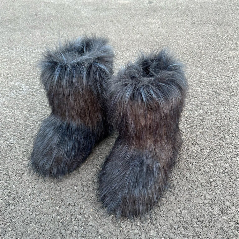 Raccoon Fur Plush Snow Boots - Image 6