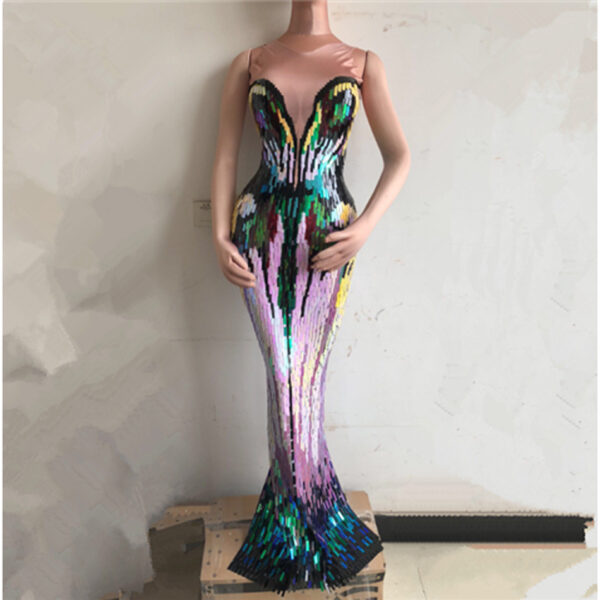 Sequin  Evening Dress Female Singer Costume - Image 3