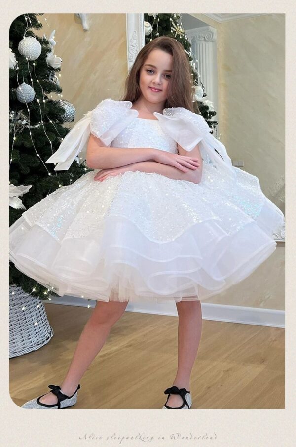 Girls' White Birthday Party Formal Dress Skirt - Image 10