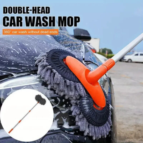 Microfiber Mop Wash Kit Telescopic Car Cleaning Brush With 4 Replacent Header - Image 9