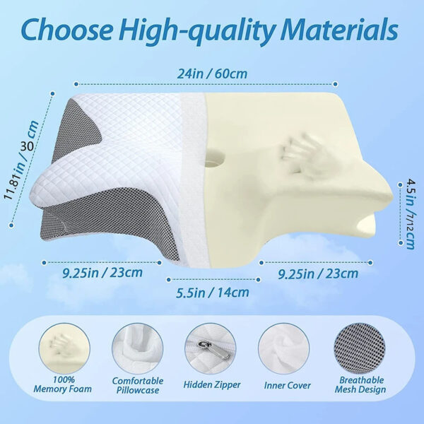 Memory Foam Cervical Pillow, 2 In 1 Ergonomic Contour Orthopedic Pillow For Neck Pain, Contoured Support Pillows,Neck Pillow - Image 9