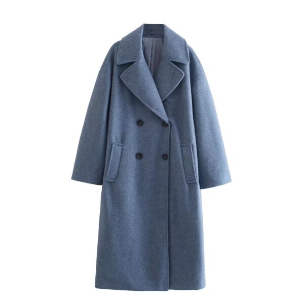 Temperament Commuting Lightly Cooked Wind Solid Color Lapel Woolen Coat - Image 2