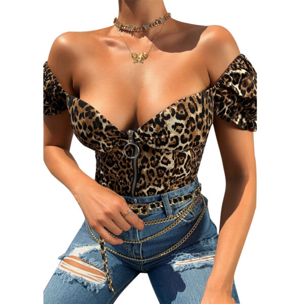 Women's Fashionable Printed Puff Sleeve Short Sleeve Top - Image 6