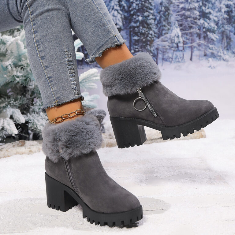 Snow Velvet Thermal And Thickening Thick Heel Women's Short Boots - Image 7