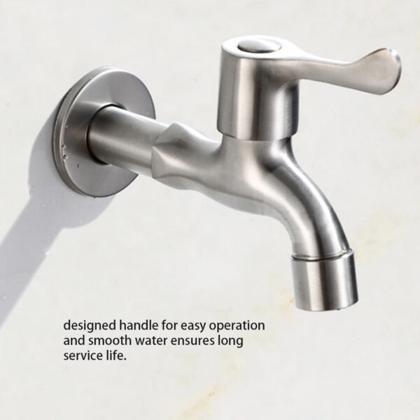 G1/2in Stainless Steel Washing Machine Sink Basin Single Cold Faucet Water Tap Bathroom - Image 3