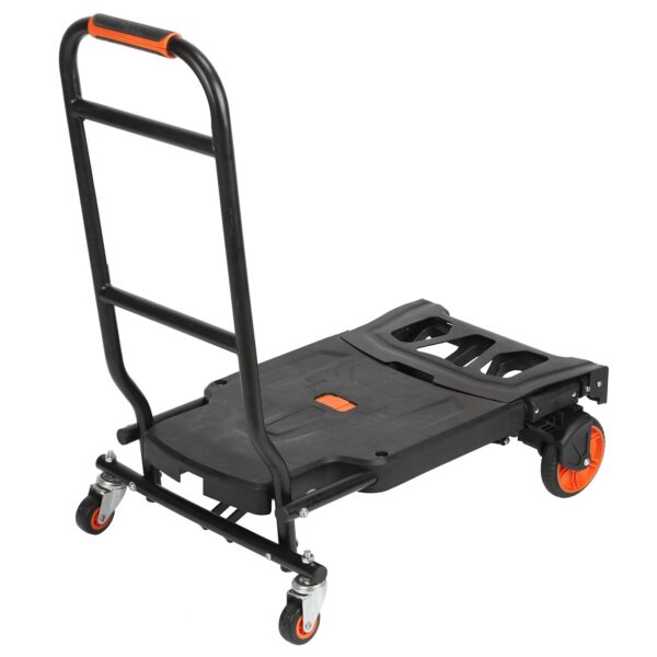 Portable Flat Bed Trailer Multifunction Foldable Hand Truck with 2 Straps for Home Use - Image 2