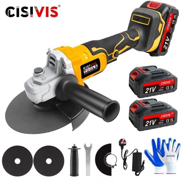 Cisivis 21V Brushless Angle Grinder 125mm Cutting Tool Set With Battery Charger - Image 2