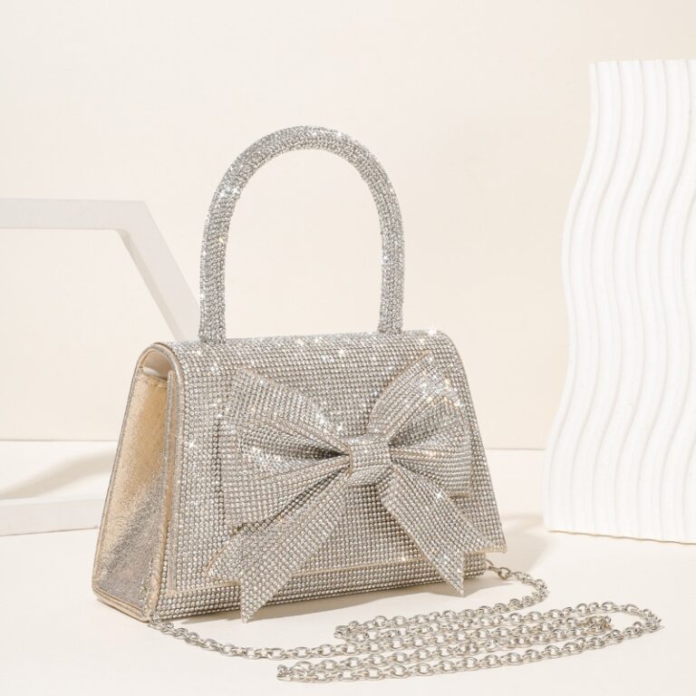 New Light Luxury Full Diamond Bow Handbag - Image 4