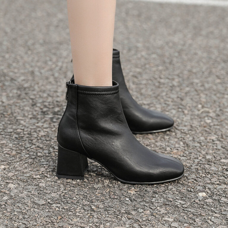 Fashion Female Mid-Heel Thick-Heel White Boots - Image 4