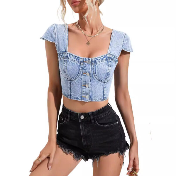 Women's Slim Fit Denim Small Top - Image 2