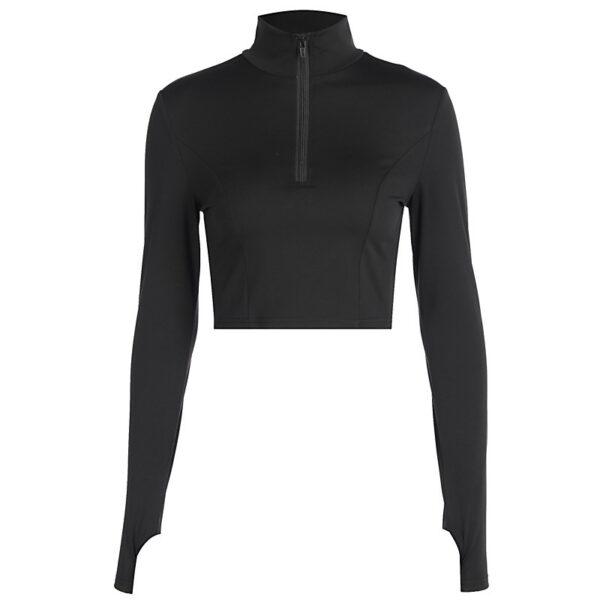 Women's Long-sleeved Tight Turtleneck Cropped T-shirt - Image 4