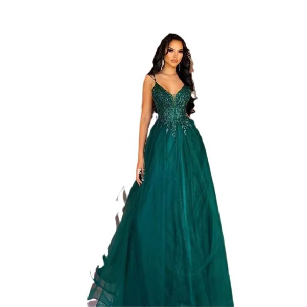 Dark Green Banquet Host Evening Dress - Image 2