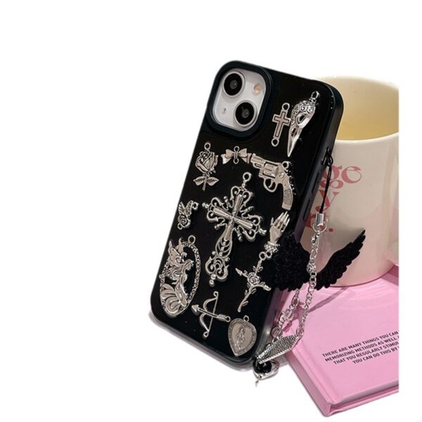 Ins Retro Dark Wind Epoxy Cross Phone Case - Image 3