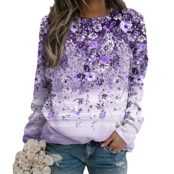 Flower Print Casual Loose Long Sleeve - Image 6