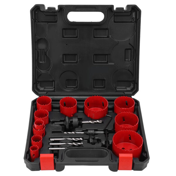 17Pcs BiMetal Hole Saw Set Red High Speed Steel Woodworking Holes Opener Drilling Tools - Image 2