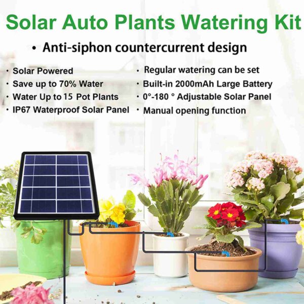 Solar Automatic Watering System IP67 Water Resistant Solar Automatic Drip Irrigation Kit System with Anti Siphoning - Image 5