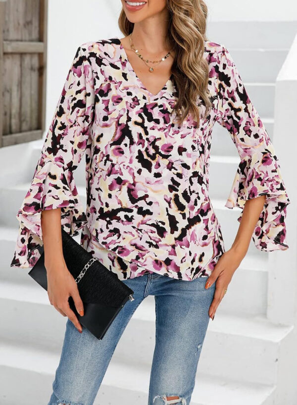 Women's Summer Gauze Blouse V-neck - Image 3