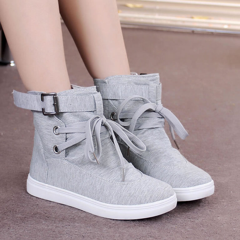 High-Top Shoes, Soft-Soled Shoes, Round Toe Lace-Up Student Flat-Bottomed Casual Women'S Short Boots - Image 2