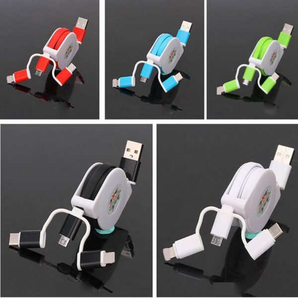 Three-in-one Telescopic Data Cable Multi-function Charging Suitable For USB Android TYP-C Mobile Phone