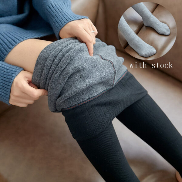 High Waist Stripes Leggings Winter Warm Thick High Stretch Imitation-cashmere Trousers Skinny Fitness Woman Pants - Image 4