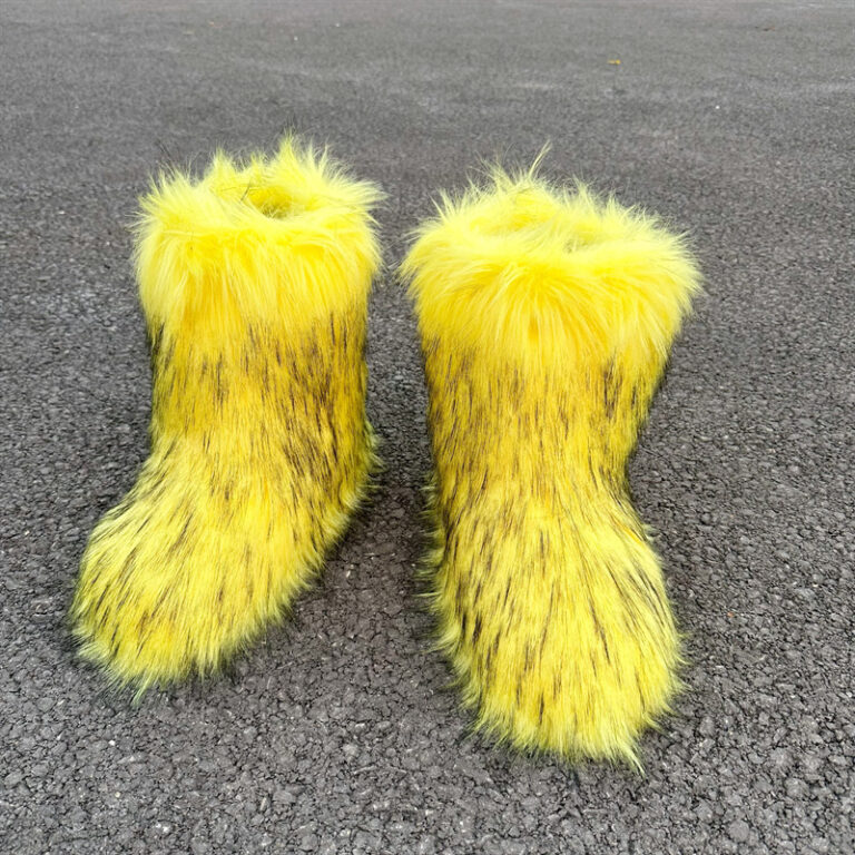 Raccoon Fur Plush Snow Boots - Image 8