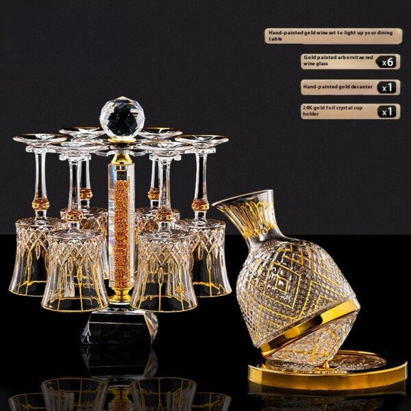 Good-looking Light Luxury Gold Crystal Household Rotating Gyro Wine Decanter Wine Aerator Mirror Jug Gift Bar Decoration - Image 3