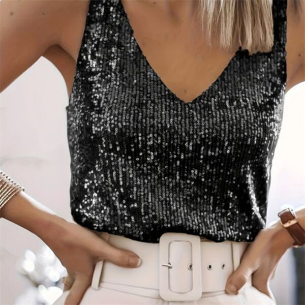 Women's Sequin Summer Young Sexy V-neck Top - Image 8