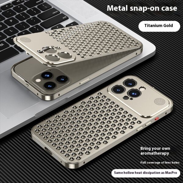 Applicable To Iphone15 Phone Case New Spring Fastener Aromatherapy Heat Dissipation Aluminum Alloy Case - Image 8