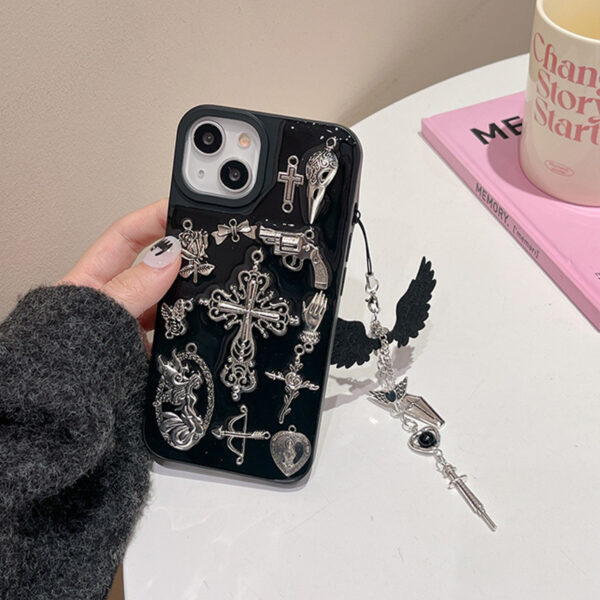 Ins Retro Dark Wind Epoxy Cross Phone Case - Image 10