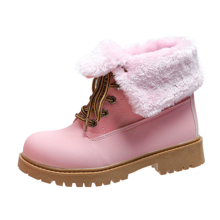 European and American round toe lace low heel snow boots - Image 6