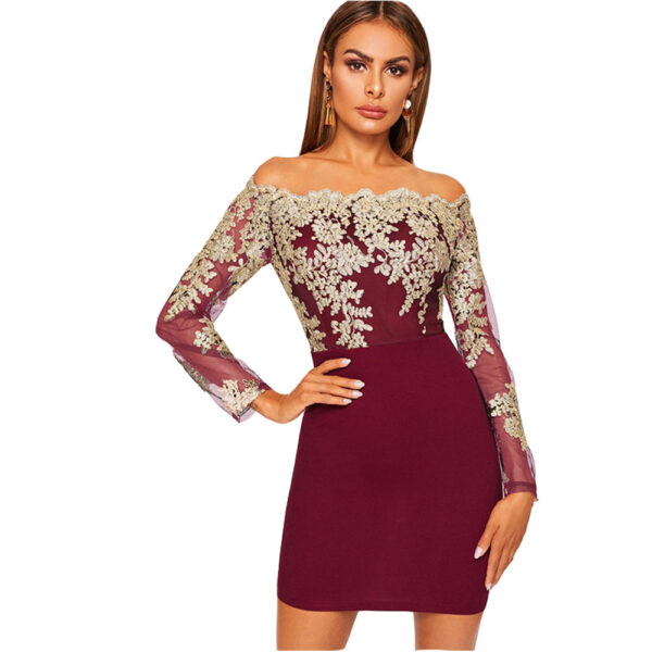 Water-soluble Lace Tube Top Long Sleeve Dress - Image 2