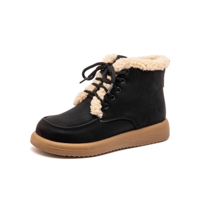 Lace-up Plush Snow Boots Winter Warm Fleece Flat Shoes For Women Fashion Casual Ankle Boot - Image 2