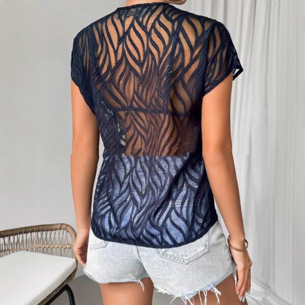 Sexy Cutout V-neck Short Sleeve T-shirt Top - Image 5