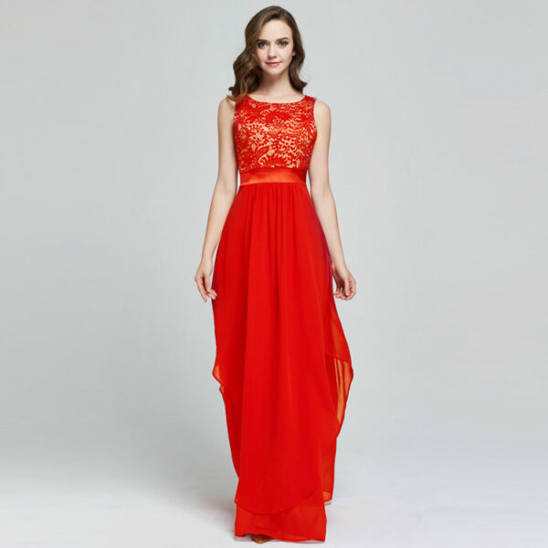 Lace spliced chiffon dress - Image 6