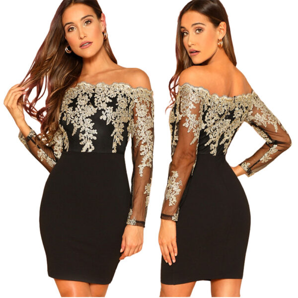 Water-soluble Lace Tube Top Long Sleeve Dress - Image 4