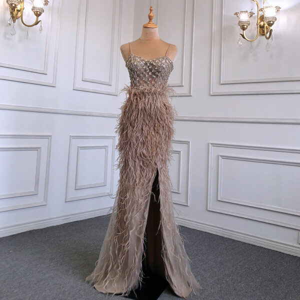 Suspender Feather Slim-fit Host Annual Party Banquet Engagement Dress - Image 4