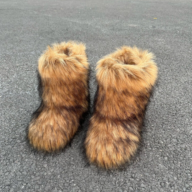 Raccoon Fur Plush Snow Boots - Image 5