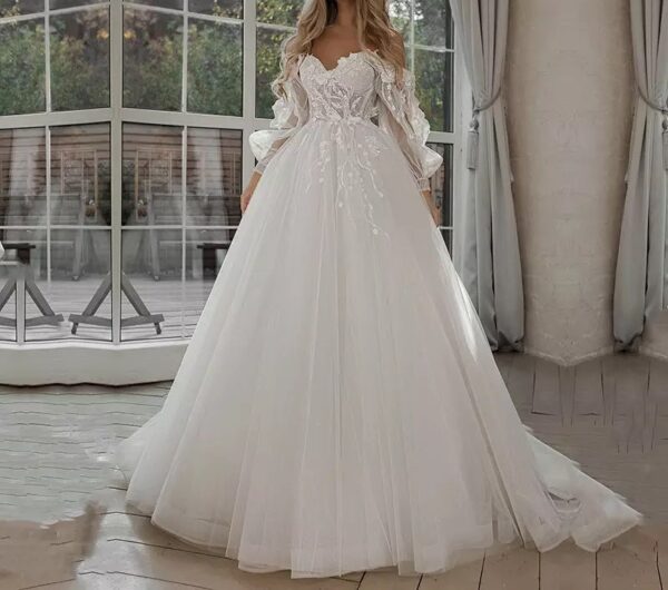 Boho Bride Gown Puff Sleeve Off Shoulder Wedding Dresses - Image 6