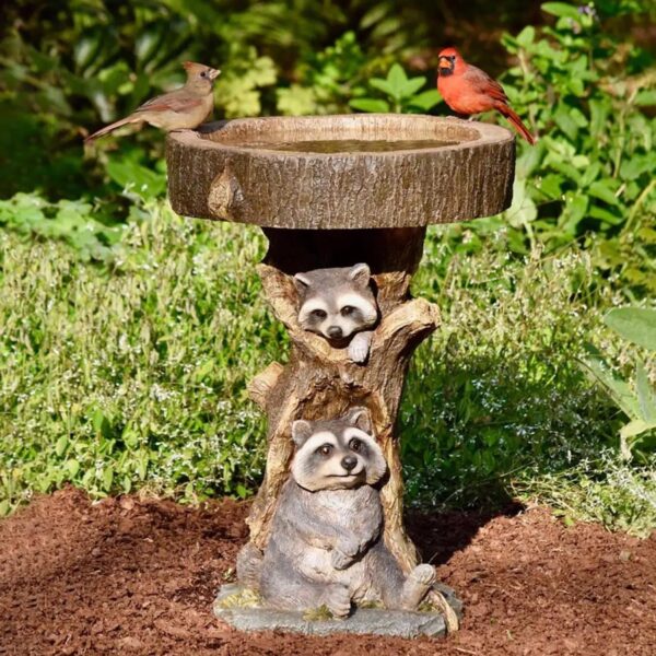 Garden Decoration Raccoon Resin Ornaments Handicraft Gardening Bird Drinking Ornaments - Image 8