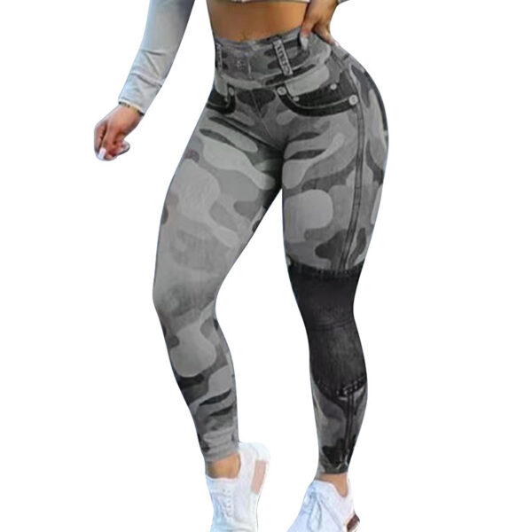 Women's Multicolor Print Camo Slim Fit Butt Lift Yoga Leggings - Image 4