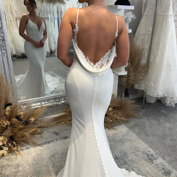 Bridal Backless Simple Satin Super Fairy Mori Style Trailing Strap Welcome Dress - Image 9