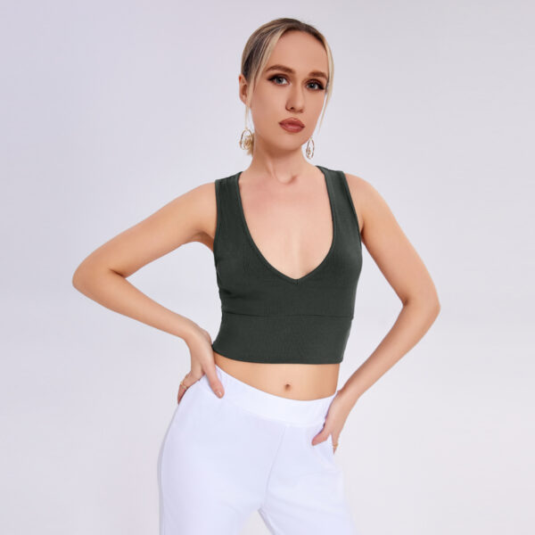 Cool Summer Fashionable And Sexy Deep V -neck Camisole Exposed Navel Suspender Vest - Image 2