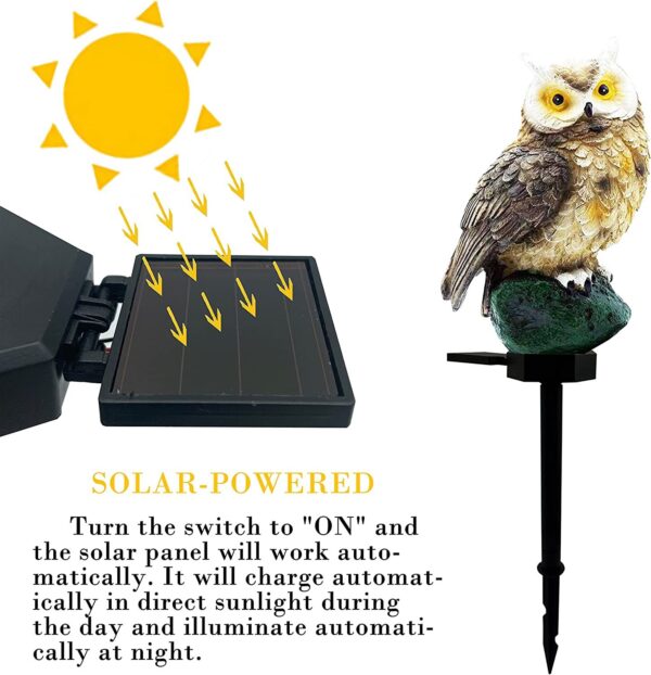 Solar Garden Light Outdoor, Owl Solar Garden Stake Light, Waterproof Warm White LED Light For Garden, Patio, Yard, Lawn, Walkway Decoration - Image 3