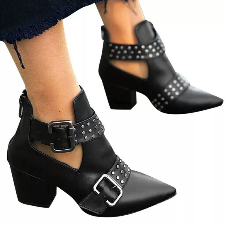 Pointed Toe Plus Size Rivet Short Boots Women - Image 5