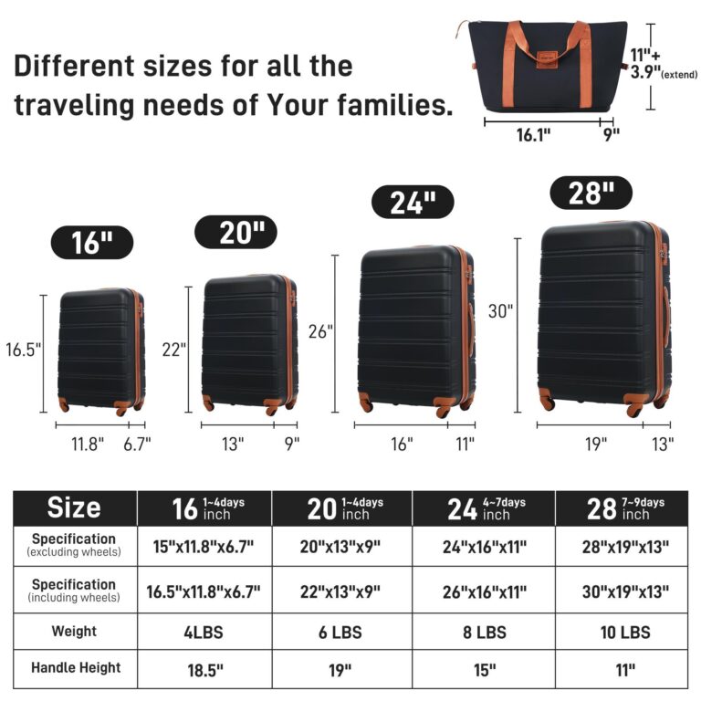 Hardshell Suitcase Set Of 4 Pieces, Lightweight 16 Inches, 20 Inches, 24 Inches, 28 Inches, Luggage Box - Image 3