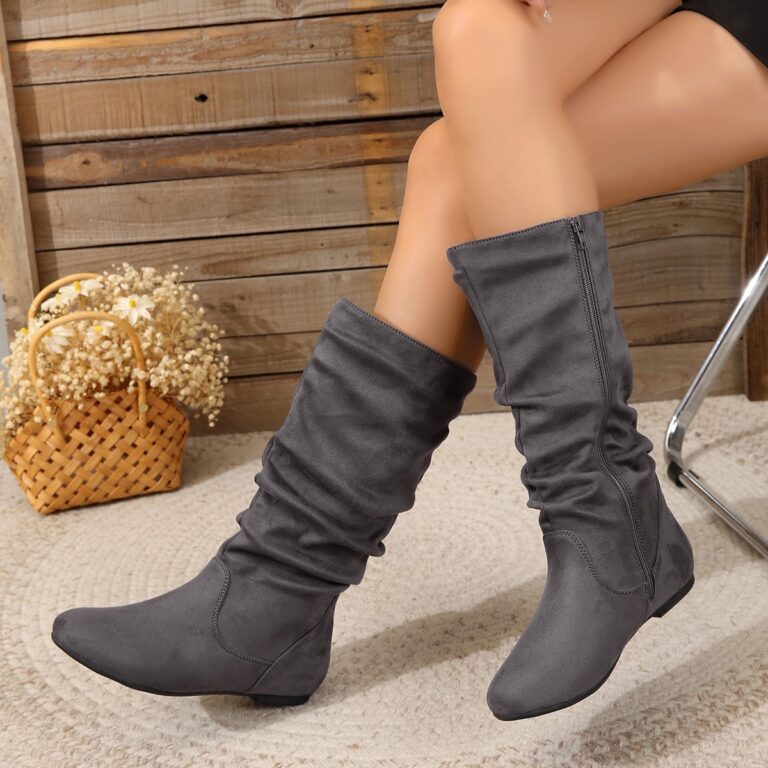 Winter Warm Round Toe Side Zipper Women's Middle Boots - Image 5