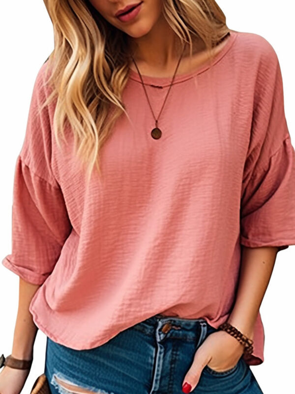 Fashion Women's Wear Comfortable Three-quarter-length-sleeved T-shirt - Image 4