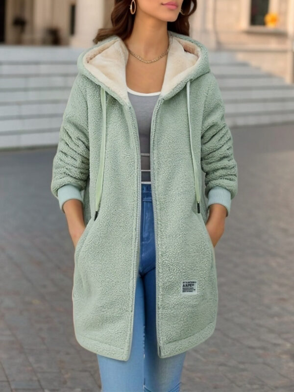 Fleece-lined Mid-length Cashmere Hoodie - Image 10