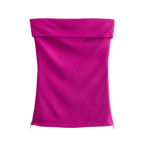 Women's Fashion Solid Color Zipper Slim Fit Tube Top - Image 7