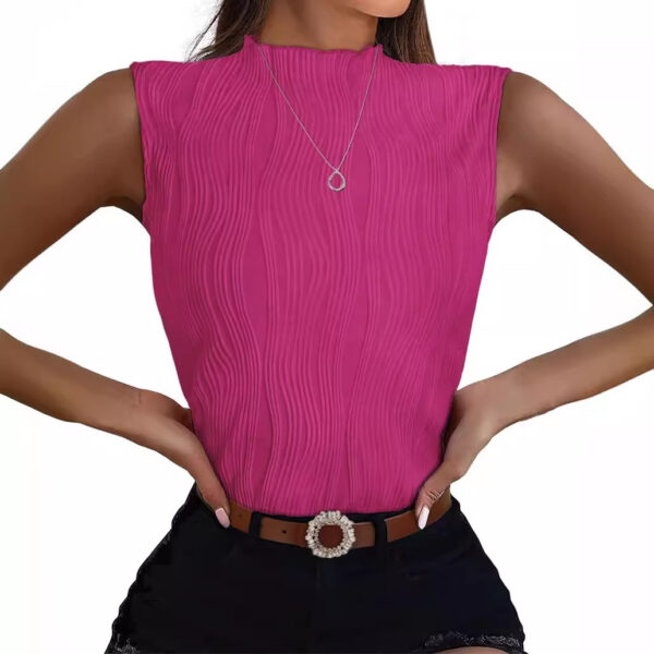 Women's Half Turtleneck Slim Sleeveless Vest - Image 3